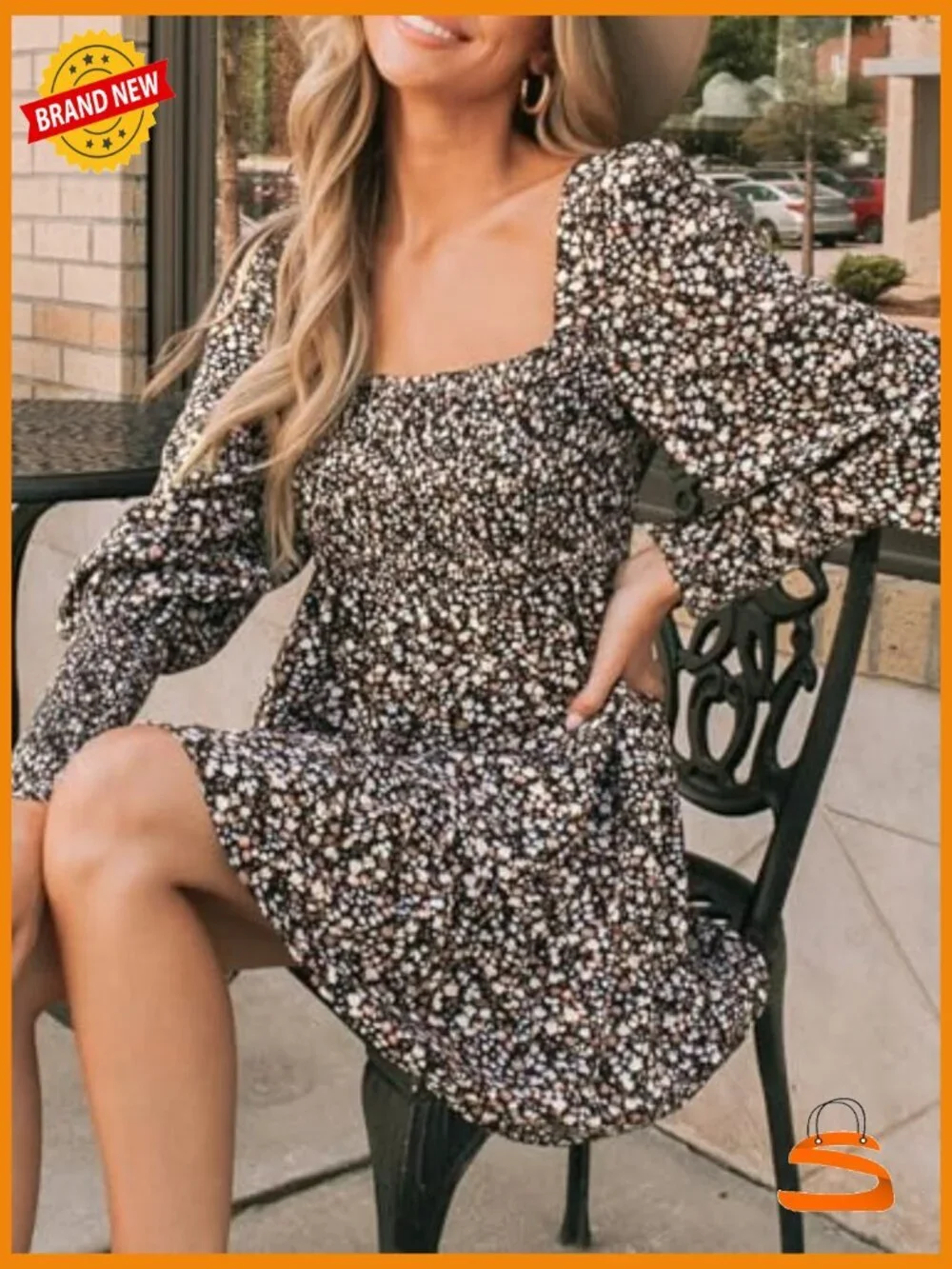 Long Sleeve Floral Ruffle Mini Dress Smocked A Line Casual